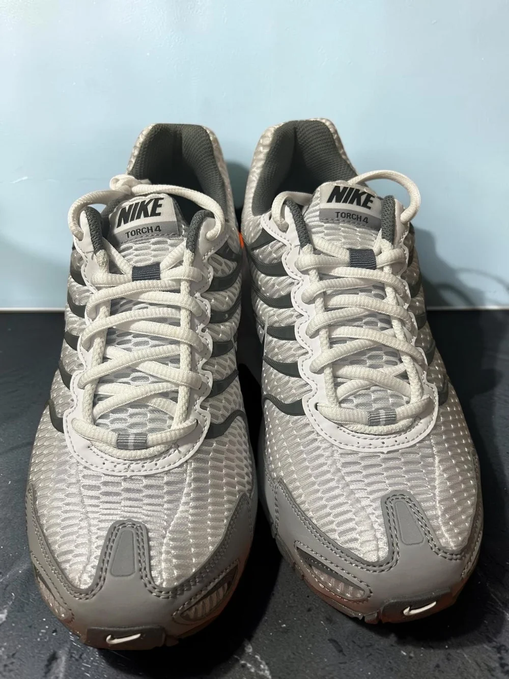Nike Women's White and Gray Air Running Shoe with Black Swoosh